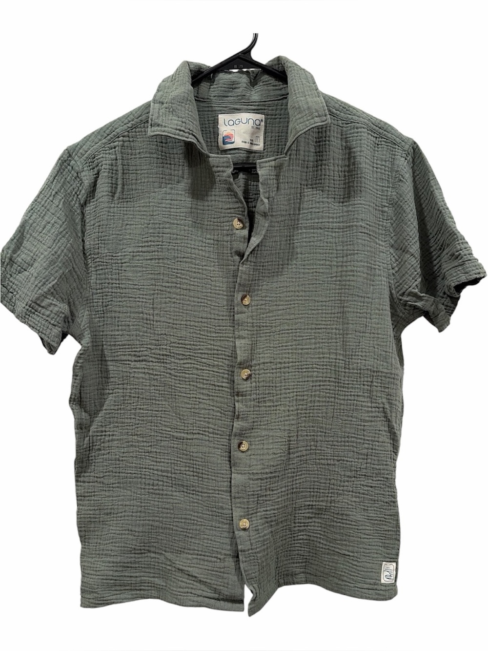 Laguna Men’s Short Sleeve Button-Up Shirt in Olive Green